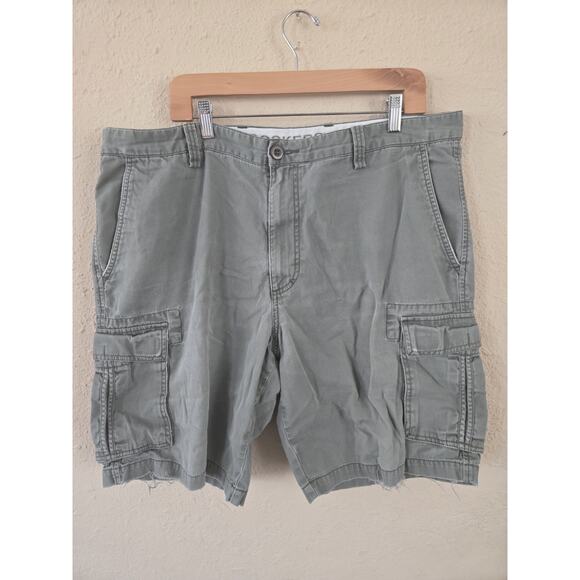 Dockers Khaki Denim Cargo Shorts, Mens, Gray Flat Front, Size 40, Many Pockets - Picture 1 of 9